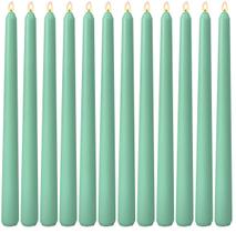 Velas Sihuida Verde Esmeralda 25 cm Paquete de 12, Sin Aroma
