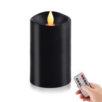 Velas sin llama ASLDOIWEH set de 1 vela de 3x5 pulgadas con control remoto negro