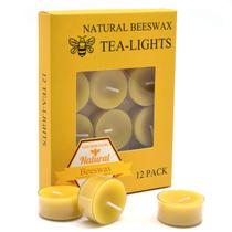Velas Tealight TELOSMA, cera de abelha amarela natural, 12 unidades