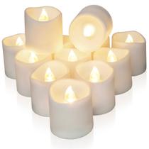 Velas votivas LED sem chama Homemory Timer, pacote com 12 unidades, branco quente