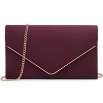 Veludo de vinho feminino Evening Clutch Dasein com ferragens douradas