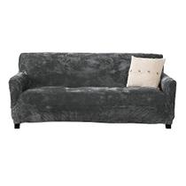 Veludo Pelúcia Sofá Stretch Slipcover. Protetor de móveis de sofá de sofá de veludo, antiderrapante macio, alongamento alto para sofá de 3 lugares. (Sofá - 3 lugares, Wild Dove Grey)