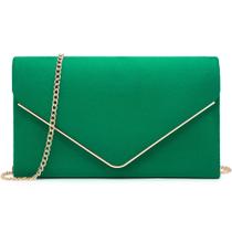 Veludo verde escuro feminino Evening Clutch Dasein com ferragens douradas
