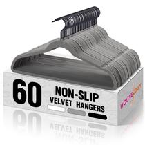 Velvet Hangers HOUSE DAY Grey, pacote com 60 unidades, feltro antiderrapante