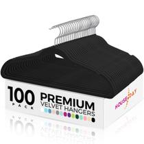 Velvet Hangers HOUSE DAY Premium, pacote com 100, preto Velvet Hangers HOUSE DAY Premium, pacote com 100, preto