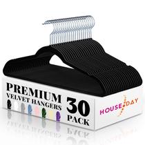 Velvet Hangers HOUSE DAY Premium, pacote com 30, preto