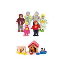 Vencedor do prêmio Wooden Dollhouse Hape com conjunto de animais de estimação e 6 bonecos