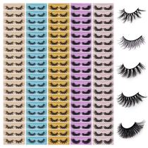 Venda por atacado de 100 pares de cílios de vison sintéticos em 3D QUNETY LASHES Venda por atacado de 100 pares de cílios de vison sintéticos em 3D QUNETY LASHES