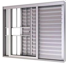 Veneziana 3 folhas 1,00 x 1,00 c/grade alumínio brilhante