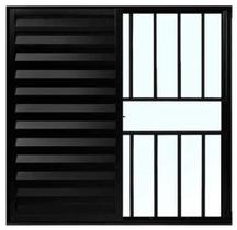 Veneziana 3 folhas 1,00 x 1,00 c/grade alumínio preto