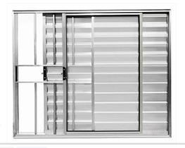 Veneziana 3 folhas com grade Alumínio Brilhante, Branco ou Preto Linha 18 Modular Veneziana 3 folhas com grade Alumínio Brilhante, Branco ou Preto Linha 18 Modular