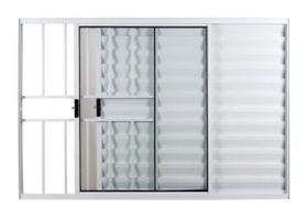 Veneziana 3 folhas com grade Alumínio Brilhante, Branco ou Preto Linha 18 Modular