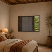 Veneziana 3 Folhas com Grade Horizontal Alumínio com Vidro 1,20x1,00x7cm