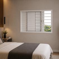 Veneziana 3 Folhas com Grade Horizontal Alumínio com Vidro 150x100x7cm