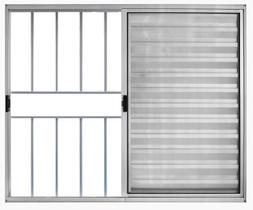 Veneziana 3 Folhas de Correr C/Grade Aluminio Brilhante 1.00 X 1.00 Linha Modular - Hale