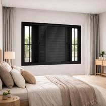 Veneziana 3 Folhas de Correr Com Grade Alumínio Preto 100x150 Linha 25 Veneziana 3 Folhas de Correr Com Grade Alumínio Preto 100x150 Linha 25