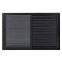 Veneziana 3 folhas sendo uma fixa altura 100 x 80 largura alumínio preto vidro incolor sem grade