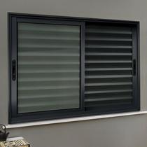 Veneziana Elite 3 Folhas Moveis 100 x 100 Vidro Liso Preto Brimak