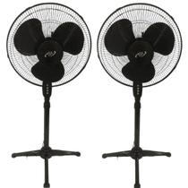 Ventilador 3 Hélices Ajustável Pás Preto Pedestal Kit 2 Pçs
