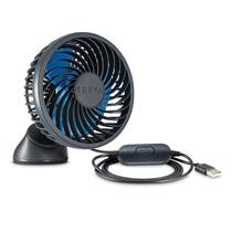 Ventilador alimentado por USB Treva de 3,5 polegadas com ventosa de 3 velocidades preta