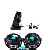 Ventilador Automotivo Duplo 12V Rotativo Carro Caminhão Van Silencioso