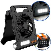 Ventilador Carregador De Celular Power Bank Portátil Energia Solar Potente Bivolt Premium