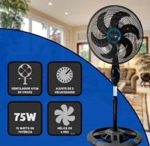 Ventilador Chão Solaris Fs1608 Preto Com 6 Pás De Plástico, 50 cm De Diâmetro 60 Hz
