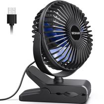 Ventilador com clipe BESKAR, alimentado por USB, 3 velocidades, forte fluxo de ar Ventilador com clipe BESKAR, alimentado por USB, 3 velocidades, forte fluxo de ar