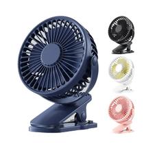 Ventilador Com Grampo 3 Velocidades Silencioso Recarregável Rotativo