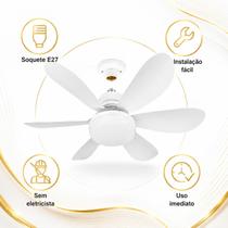Ventilador com Lâmpada LED 60W Timer 1h 2h 4h e 3 Velocidades Ventilador com Lâmpada LED 60W Timer 1h 2h 4h e 3 Velocidades