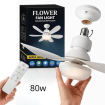 Ventilador Com Lâmpada Led Bocal Controle Remoto Silencioso 6 Pás 80W