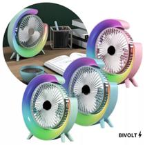 Ventilador Compacto com Luz LED RGB e Carregamento USB!