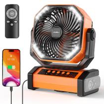 Ventilador de acampamento AddAcc 20000mAh recarregável com luz e controle remoto