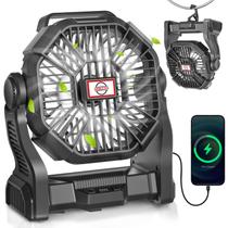 Ventilador de acampamento AESCoD portátil recarregável com luz LED