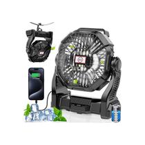 Ventilador de acampamento com lanterna LED 30000mAh recarregável preta Ventilador de acampamento com lanterna LED 30000mAh recarregável preta