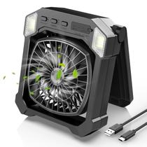 Ventilador de acampamento DESHIMAO alimentado por energia solar 10000mAh com luz verde Ventilador de acampamento DESHIMAO alimentado por energia solar 10000mAh com luz verde