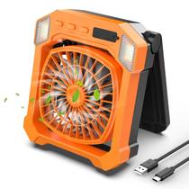 Ventilador de acampamento DESHIMAO alimentado por energia solar 10000mAh com luz verde