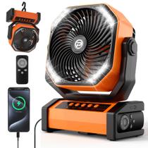 Ventilador de acampamento KITWLEMEN 20000mAh com luz LED, controle remoto de 4 horas