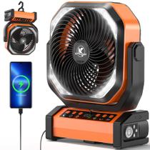 Ventilador de Acampamento Recarregável KITWLEMEN - 20000mAh com Luz