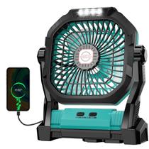 Ventilador de acampamento ROSHOPI recarregável 20000mAh com LED azul claro Ventilador de acampamento ROSHOPI recarregável 20000mAh com LED azul claro