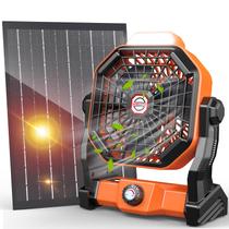 Ventilador de acampamento solar Drchop 10400mAh com painel solar de 7W e LED