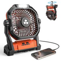 Ventilador de acampamento Tranmix 27000mAh com lanterna LED USB C 20cm