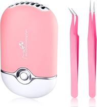 Ventilador de ar condicionado USB Ventilador de ar condicionado portátil Ventilador de secador de cílios recarregável Mini ventiladores portáteis com 2 peças de pinça reta e curva para extensões de cílios meninas mulheres (rosa)