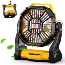 Ventilador de bateria portátil Sendowtek com luz LED, ventilador de tenda silencioso e recarregável de 10400 mAh com gancho suspenso, ventiladores de acampamento pequenos alimentados por bateria USB de 4 velocidades para viagens, piquenique, ar livre, refrigeração interna e dormir