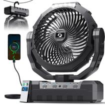 Ventilador de Camping FRIZCOL 48000mAh com Luz e Controle Remoto, Preto Ventilador de Camping FRIZCOL 48000mAh com Luz e Controle Remoto, Preto