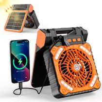 Ventilador de Camping KITWLEMEN Solar Recarregável 5,5" 4 Velocidades
