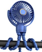 Ventilador de carrinho de bebê FrSara, bateria recarregável de 3 velocidades, azul