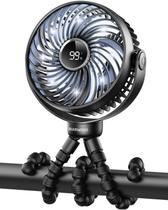 Ventilador de carrinho de criança Bearwind Portable com luz noturna LED preta Ventilador de carrinho de criança Bearwind Portable com luz noturna LED preta