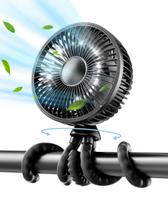 Ventilador de carrinho de criança Gaiatop 4000mAh portátil com luz de 4 velocidades preto