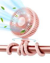 Ventilador de carrinho de passeio Gaiatop 4000mAh portátil oscilante com rosa claro Ventilador de carrinho de passeio Gaiatop 4000mAh portátil oscilante com rosa claro